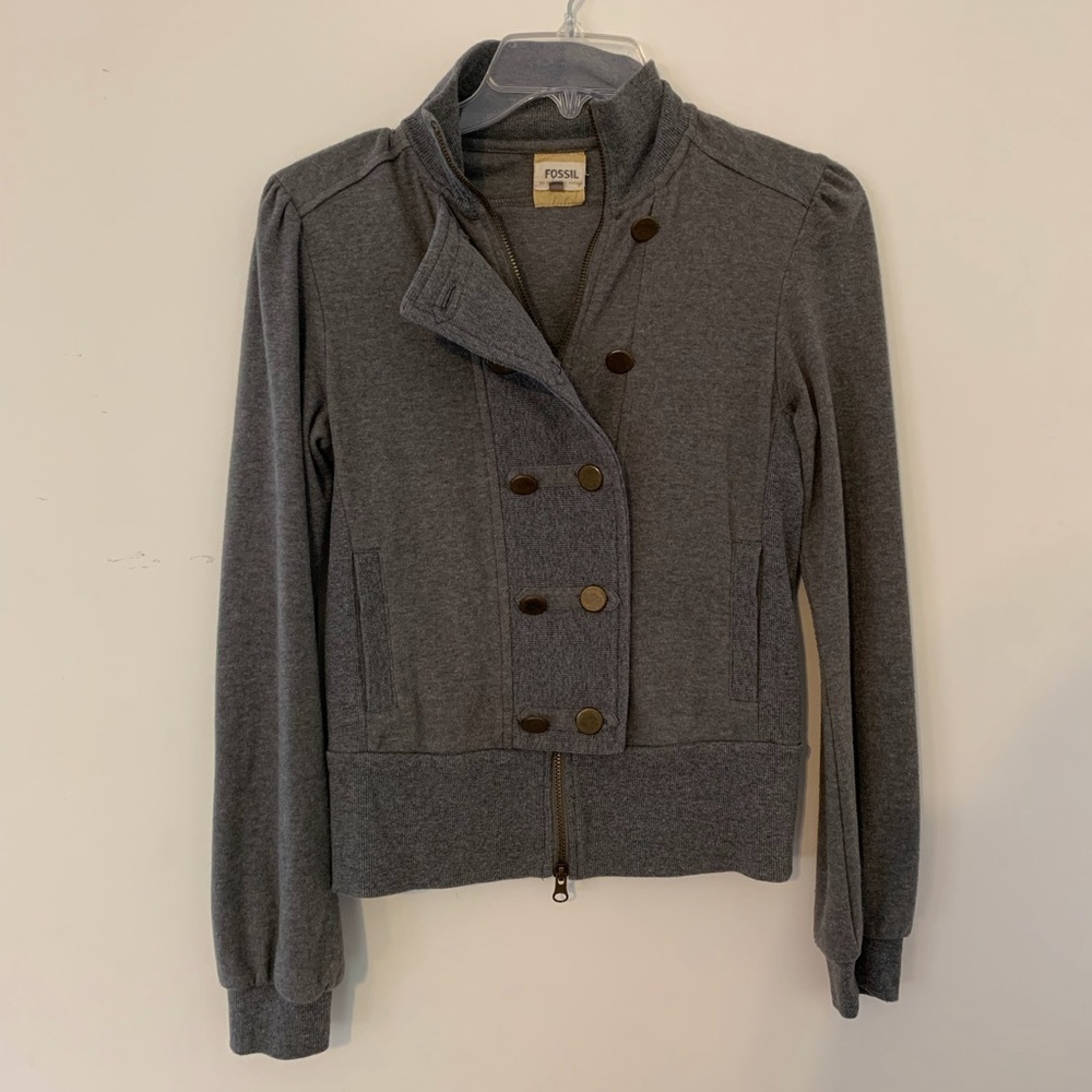 NWOT Fossil Military-Style Gray Sweater